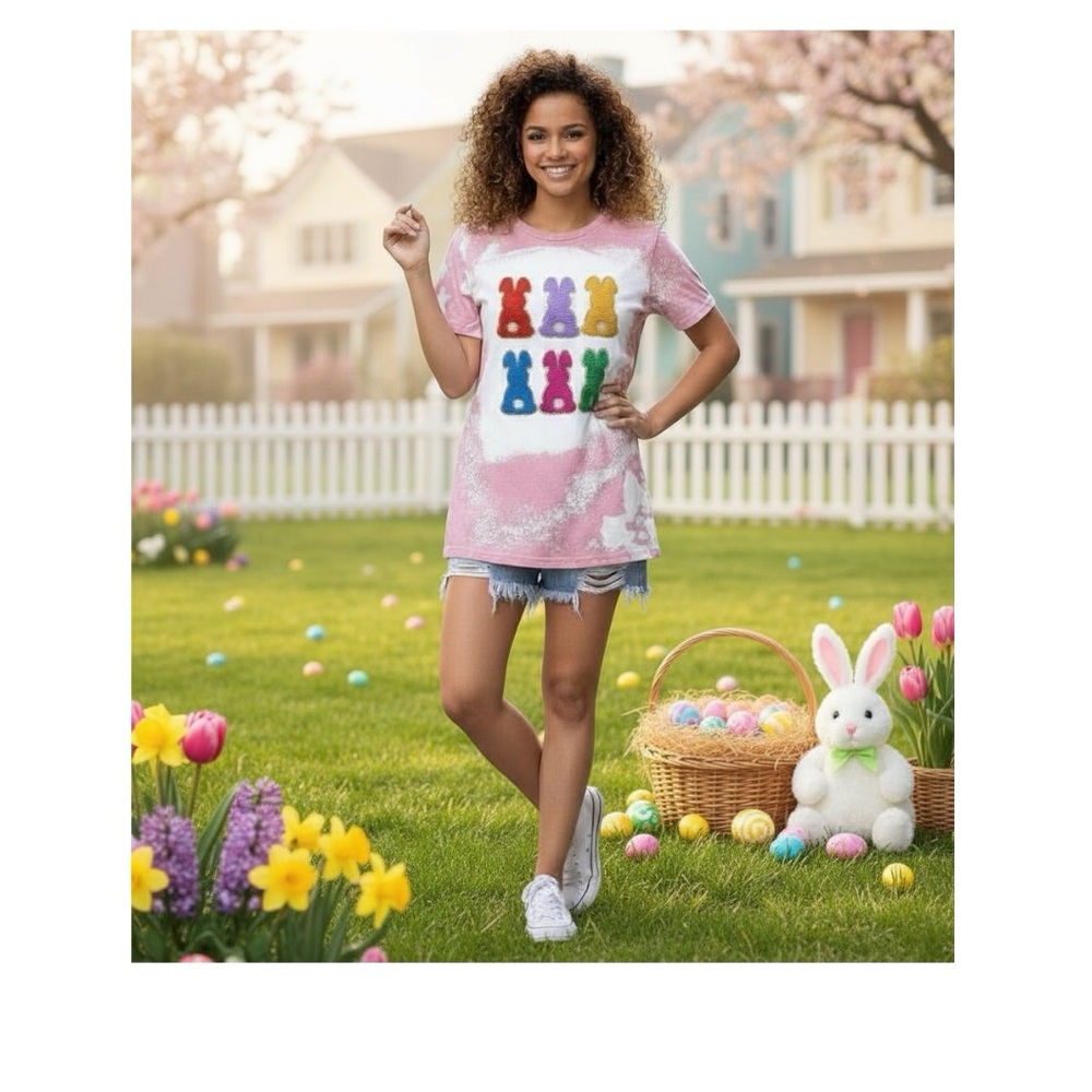 Easter chenille bunny Tee S M L